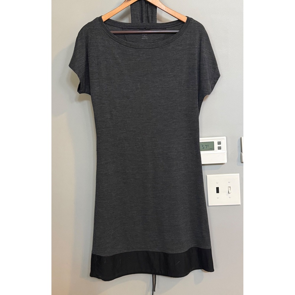 Icebreaker Merino Wool Short Sleeve Tunic Dress Charcoal Grey Size S